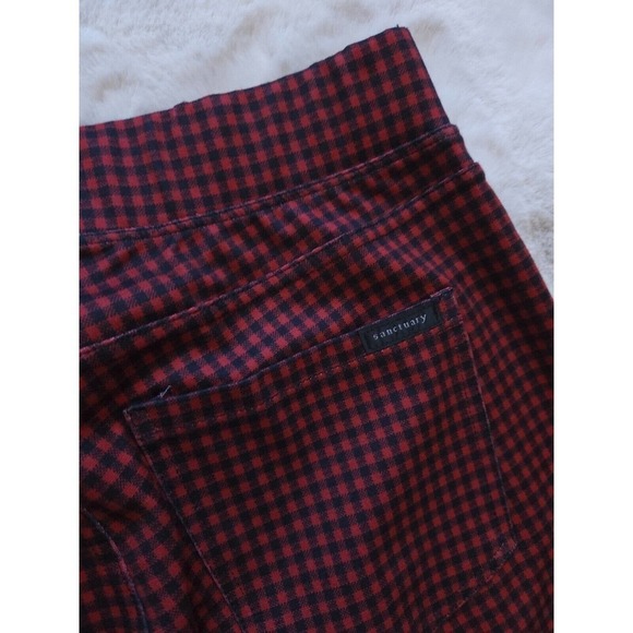 NWT Anthropologie Sanctuary Runway Plaid Check Leggings Red Black Size S - Picture 5 of 11